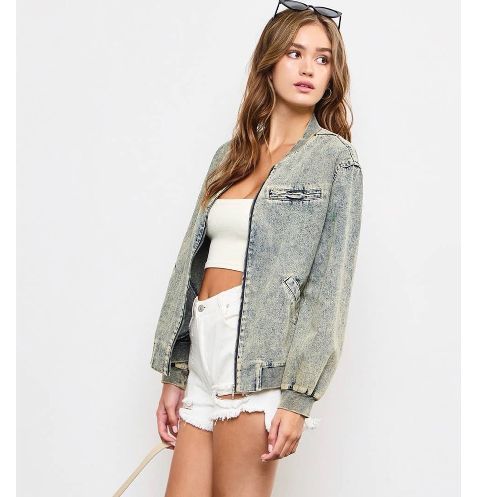 Mustard Seed Acid Wash Oversized Jean Jacket